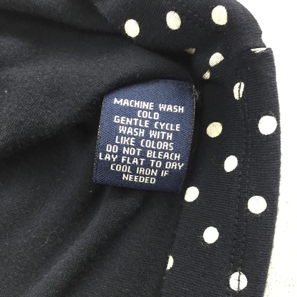 Chaps Polkadot Tee Navy Blue with Pleated Collar - Picture 5 of 6